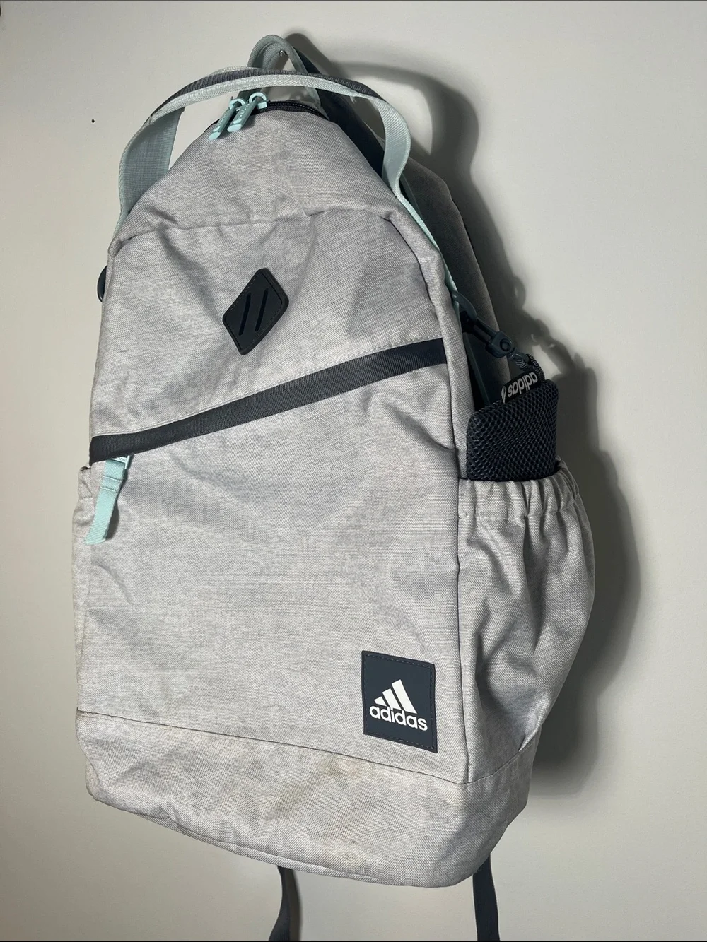 adidas Light Gray Backpack with Mint Blue Accents - Picture 3 of 11